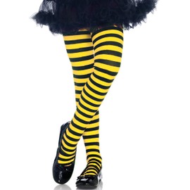 LEG AVENUE Damen Striped Strumpfhose, Schwarz, M EU