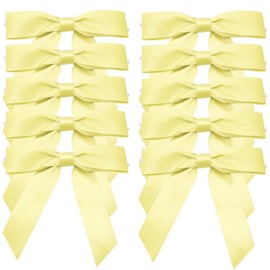 LEEQE 20 PCS 4.5 inch Baby Maize Satin Ribbon Bow Pre-Tied Twist Bows Ribbon for DIY Crafts Bakery Candy Bags Gift Wrapping and More