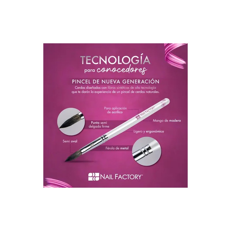 Pincel Profesional Nail Factory #8 Tecnologia