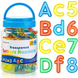 Oscarios 66 Pcs Translucent Letters and Numbers Set with Colorful Plastic for Enhanced Learning and Fun Activities