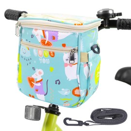 ZQVU Kids Bike Basket Fabric Bicycle Basket for Boy and Girl Front Basket for Bicycles and Tricycles Bike Handlebar Bag (kitten)