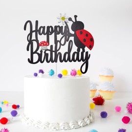 Decoración para tarta de cumpleaños con diseño de mariquita