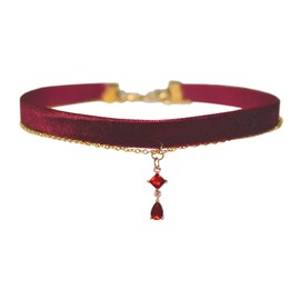 MOMOCAT Red Velvet Choker Red Pendant Necklace Adjustable Vampire Accessories Goth 90s Chokers Jewelry Necklaces for Women