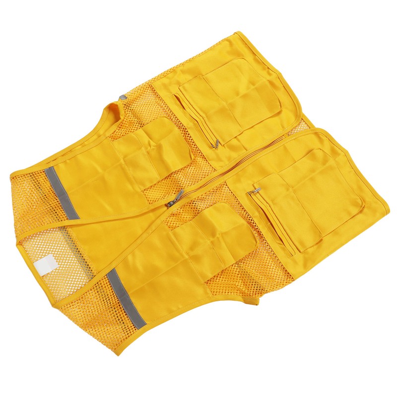 Volunteer Vest for Event Work Clothes with Multi Pockets Yellow