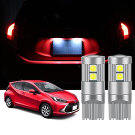 YOBIS Wish 10 Series / 20 Series Compatible Aqua NHP10 Compatible, Beautiful, White T10, 9 Row 3030SMD LED Light, License Plate Light, Custom Dress Up Parts, Number Ball, Set of 2