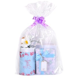 woric Cellophane Bags for Gift Baskets 12 Pcs 16x24 Inch Clear Cello Gift Bags Cellophane Wrap for Presents Baby Bridal Shower Wine Bottles Stuffed Animal