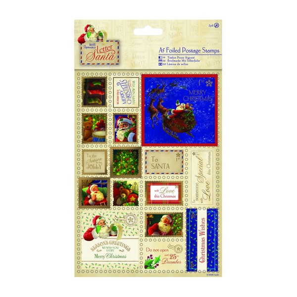 Docrafts Letter to Santa A5 Postage Stamps Foiled, Pack of 32