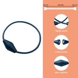 NeuWook Magnetic Curtain Tiebacks, 2 Pack Rope Holdbacks Decorative Curtain Weaving Holder Buckles For Home Office Indoor & Outdoor (Royal blue)