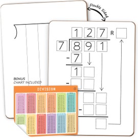 SCRIBBLEDO Dry Erase Division White Board 9x12Inch Small Division Chart Durable Portable Double Sided Math Manipulatives Practice Whiteboard for Kids Students Classroom and Home Long Division Lapboard