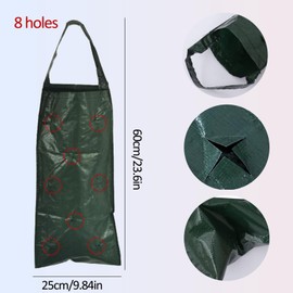 Vxcvzv 2PCS Hanging Planter Grow Bags, Garden Strawberry Planter, Breathable Potato Grow Bags with 8 Holes for Flowers, Strawberries Tomato Planting, Green