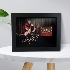 ORIMAMI Soccer Star Wayne Rooney Framed Poster with 1x35mm Film Mini Cell Display,Printed Signed Photograph Gifts for Wayne Rooney Fans - 8x6 Inches