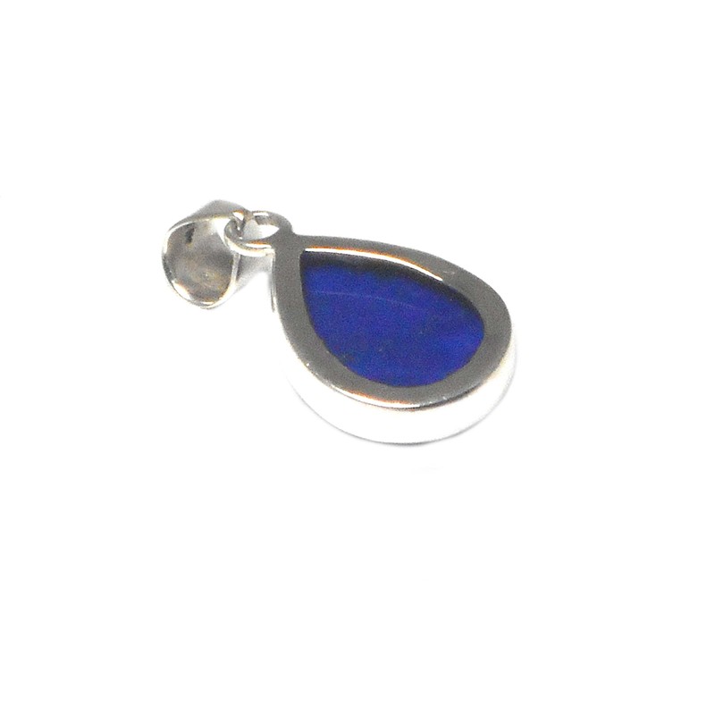 Teardrop Afghanistani Lapis Lazuli Sterling Silver 925 Gemstone Pendant -