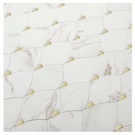 Tenedos HTC356 Majestic Trident Pearl 11x10 Polished Glass & Metal Mosaic Tile for Bathroom Wall, Shower Accent, Fireplace Surround (Box of 5 Sheets)