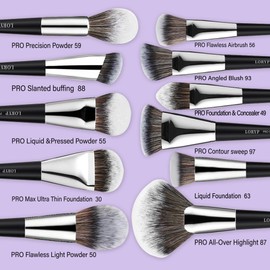 LORYP Professional Makeup Brushes Set 32Pcs Matte Black Cosmetic Brush Kit for All Face & Eye of Soft Vegan Synthetic Hair for Artists & Enthusiasts