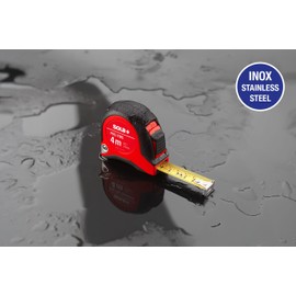 SOLA PRO-TMS - Rustproof Tape Measure 4 m / 19 mm - Robust Stainless Steel Tape Measure - Yellow Painted with mm Scale - Accuracy Class I - Roll Meter with Movable End Hook - Length 4 m/19 mm