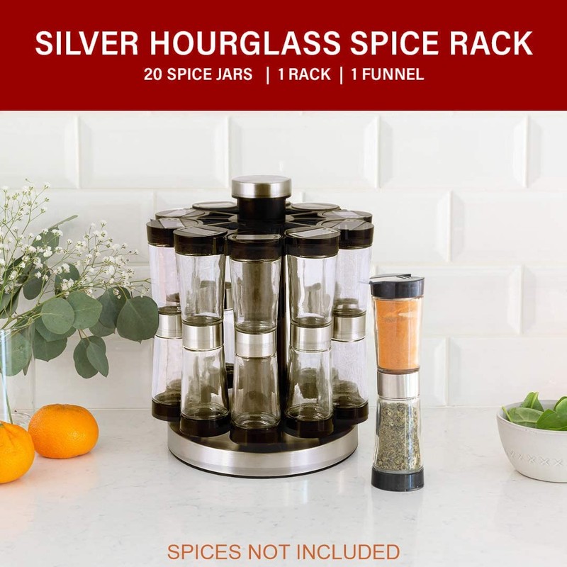 Orii 20 Jar Stainless Steel Rotating Spice Rack - No