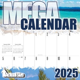 2024 2025 LARGE GRID Wall Calendar Tropical Beaches - Large Print Big Grid Wall Calendar- 12 x 24 Open - Thick No-Bleed Paper - Giftable - Teacher's Planner Calendar Organizing Calendar - Made USA