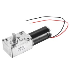 sourcing map DC 12V 30RPM Worm Geared Motor 8mm D Shaft Reduction Electric Motor Reducer High Torque Low Speed Mini Turbine Worm Motor With Wire