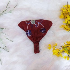 Cotton Head Bands, Boho Hair Wraps, Hand Embroidery Turban, Stretchy Hair Bands, Hippie Hair Accessories, Bohemian Style, Fairy Hair Wraps - Color: Red