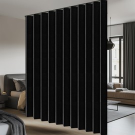 100% Blackout Thermal Insulated Blind Curtains, Noise Reduce Barrier for Nursery, Portable Curtain for Sliding Glass Door/Storage/Space Room Divider(Black, W100 x L96, 1 Pack)