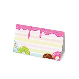50 Donut Name Place Cards (Pack of 50) 8cm by 4cm Table Cards Name Place Cards for Parties Weddings Party Decoration