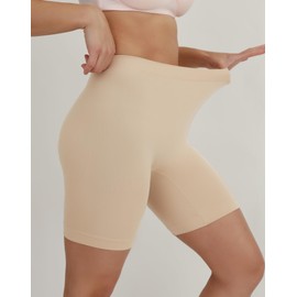 INNERSY Women's Slip Shorts High Waisted for Under Dresses Anti Chafing Shorts 2-Pack(White Nude,Large)