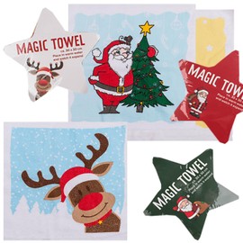 KAMACA Set of 6 Magic Towels Magic Towel Made of Cotton Party Bag Christmas Advent Calendar (Set of 6 Christmas)