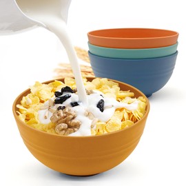 Yemyep Wheat straw bowls, salad bowls, [Set of 4] 26 oz, Large cereal bowls for eating, Microwave Safe & Dishwasher Safe, Bowls for kitchen, BPA Free (Multicolor)