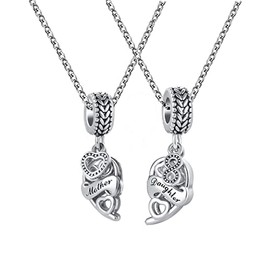 GMXLin Mother and Daughter Heart Charm Necklace Set for 2 Love Heart Pendant for Mom Birthday (Mother Daughter Infinity)