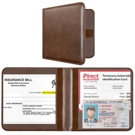CoBak Car Registration and Insurance Holder - Vehicle Glove Box Car Organizer, Auto Truck Comparment Accessories Case for Essential Document, Driver License, Cards (Cowhide Brown)
