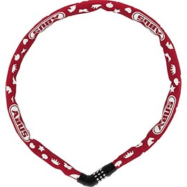 ABUS Steel-O-Chain 4804C Symbols chain lock - Combination lock for children's bikes - ABUS security level 3 - 75 cm - Red