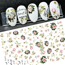 DAWNTREES 10 Sheets Flower Nail Art Stickers,Nail Art Supplies Orchid Butterfly Colorful Design Nail Accessories for Women Nail Decorations…