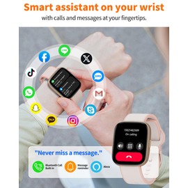 Smart Watch for Women – 1.83" HD Touch Screen, Bluetooth Call, Alexa Built-in, 100+ Sport Modes, Sleep Monitor, Pedometer, IP68 Waterproof Fitness Tracker
