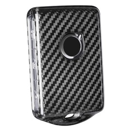 T-carbon Key Fob Cover Compatible with Volvo XC90, Real Glass Fiber Key Fob Protector Compatible with Volvo XC40 XC90 V90 Smart Key Case Accessories 2015-2024 (Silver Black)