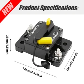 laffoonparts 60 Amp Circuit Breaker Waterproof Protection Fit for Car Audio, RV, ATV, Marine, Boat, Truck, and Trolling Motors 12V-48V DC