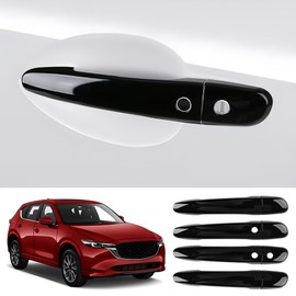LUNQIN Car Door Handle Cover for Mazda CX-5 2013-2025，CX-3 2016-2021，CX-9 2016-2023，Mazda 3 2010-2018，Mazda 6 2009-2021 Auto Exterior Accessories Handle Protectors Covers 【with 2 Smart Entry Holes】