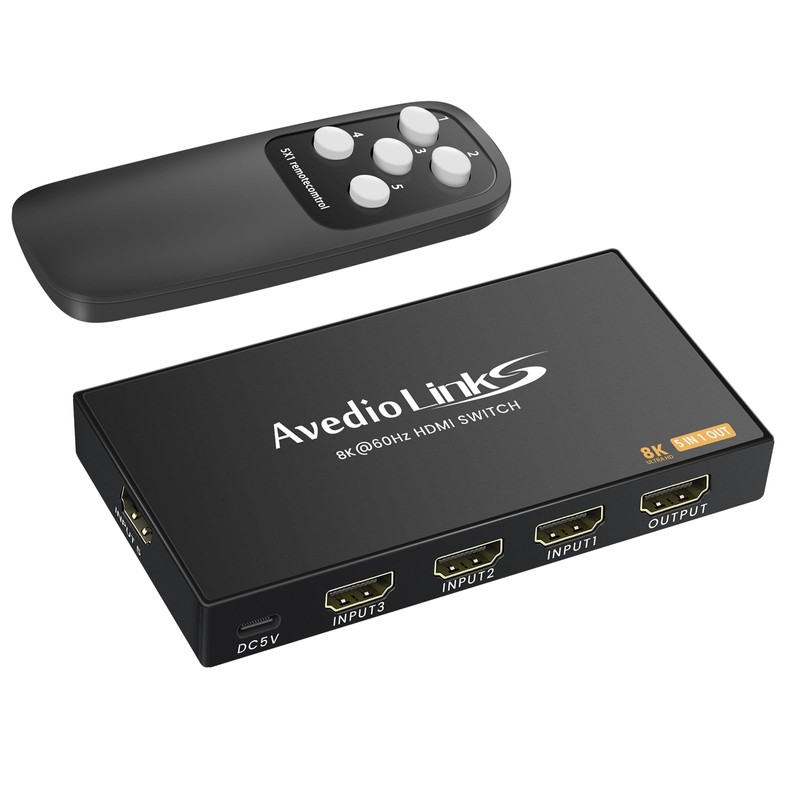 avedio links HDMI Switcher 8K 60Hz HDMI Selector 5 inputs