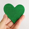 MISDONR 3pcs Green Heart Embroidered Iron on Patches for Clothing
