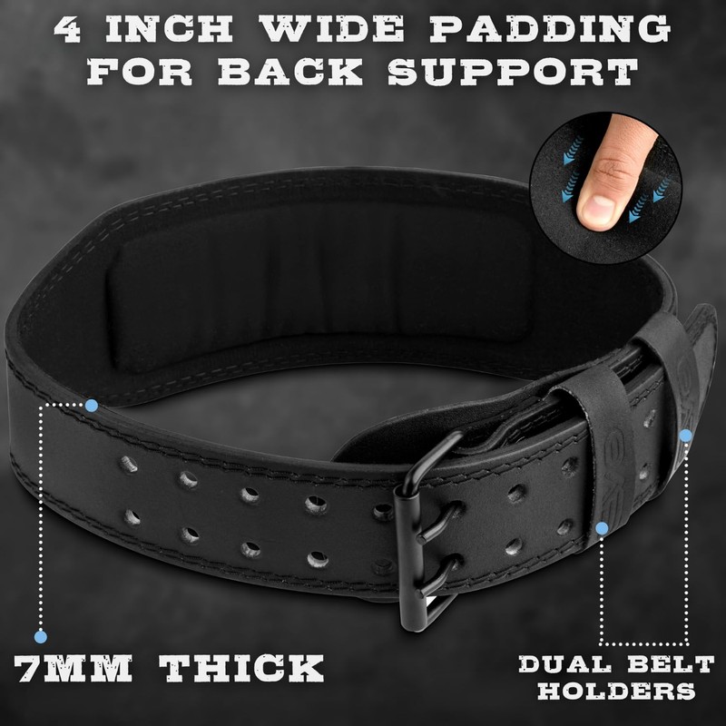 EVO Fitness 4” 6” Matte Black Weight Lifting Belt With