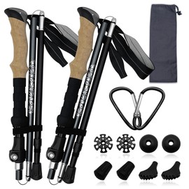 XIECHANEE Collapsible Trekking Poles for Hiking & Camping, Hiking Poles Aluminum Alloy 7075, Lightweight Trekking Walking Sticks for Seniors Women Men, 2pc Per Set