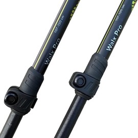 WALX PRO Total Body Walking Poles – Lightweight Adjustable Alloy Trekking Poles with Cork Ergo Grip, 15° Impulse Bend & External Lock – Fitness, Hiking, Nordic Walking & Rehab Use - 107-120cm