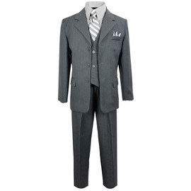 Boys Pinstripe Suit in Grey with Matching Tie Size 20