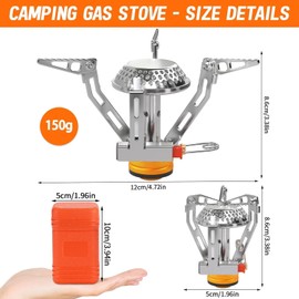 Awroutdoor Gas Camping Stove 3000 W Foldable Gas Stove with Piezo Ignition Windproof Gas Camping Stove Small Portable Gas Burner Camping Gas Stove with Adapter for Outdoor Picnic Trekking Hiking