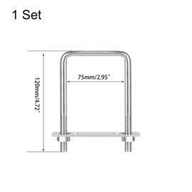 TOP-VIGOR M10 Square U-Bolts, 77mm Inner Width 120mm Length 304 Stainless Steel U-Bolts with Nut, Plate for Building Installations Mechanical Parts Connection Cehicles Ships