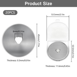 20 Pcs Rotary Cutter Blades 45mm Universal Rotary Cutter Replacement Blades Rotary Blades with Storage Case Round Blades Quilting Accessories for Quilting Crafting Fabric Paper Art Crafts
