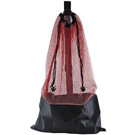 ScubaMax Mesh Bag Draw String w/Shoulder Strap (Red, One Size)