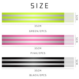 NINVVS 6 Reflective Straps, High-visibility Armbands, Elastic Wrist/Ankle Straps, Suitable for Running, Cycling, Early Morning or Night Activities Safety Equipment (Green, Black, Pink)