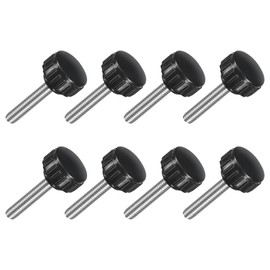 sourcing map 8Pcs M5 x 25mm Knurled Clamping Knob, 304 Stainless Steel Thumb Screw Clamping Knob Round Hand Threaded Hand Bolt Stud Knob 18mm Dia for Machinery