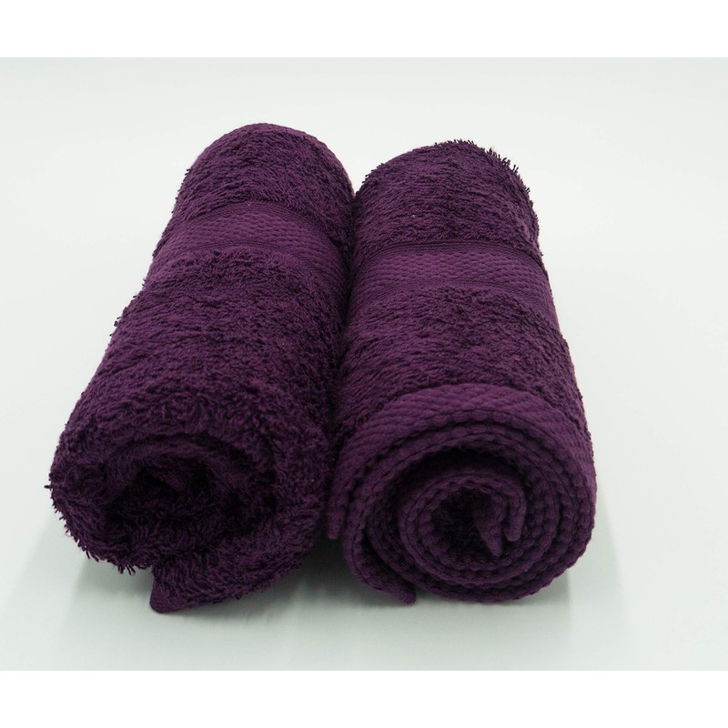 Lex's Linens Pack of 2 100% Combed Cotton Aubergine Hand