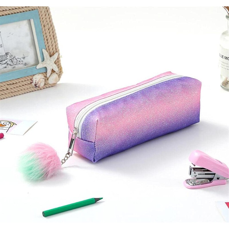 DUORUIMI Rainbow Pencil Case Pen Case Large Capacity Glitter Office
